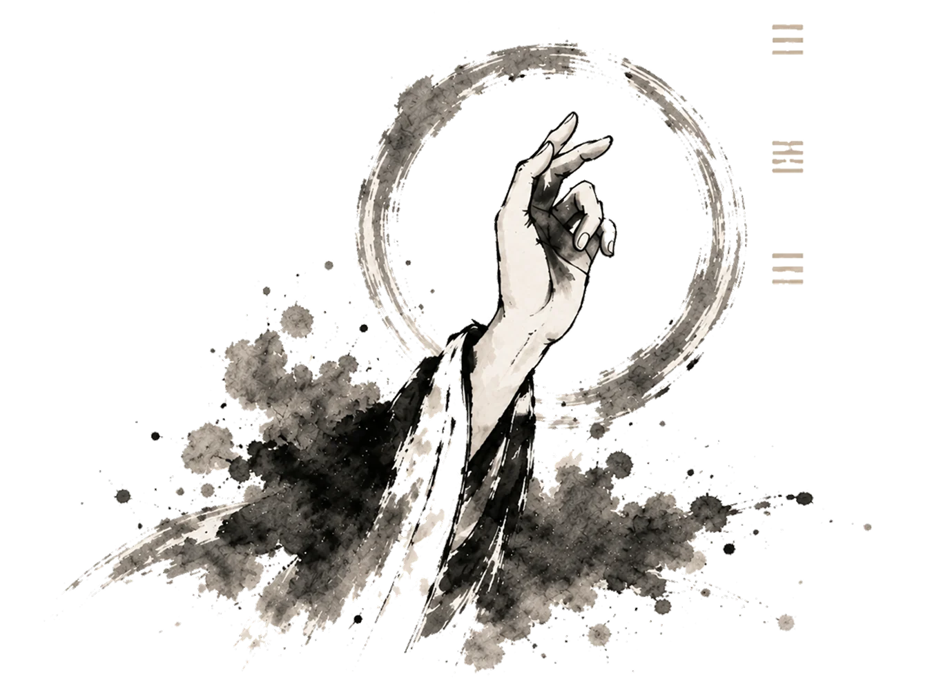 六爻问事水墨插图