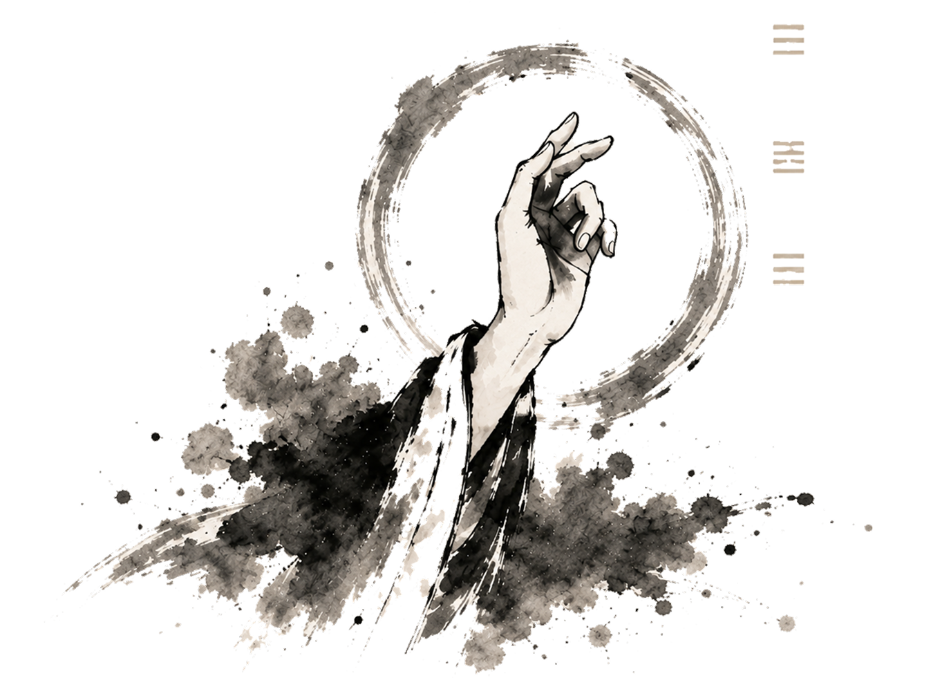 六爻问事水墨插图