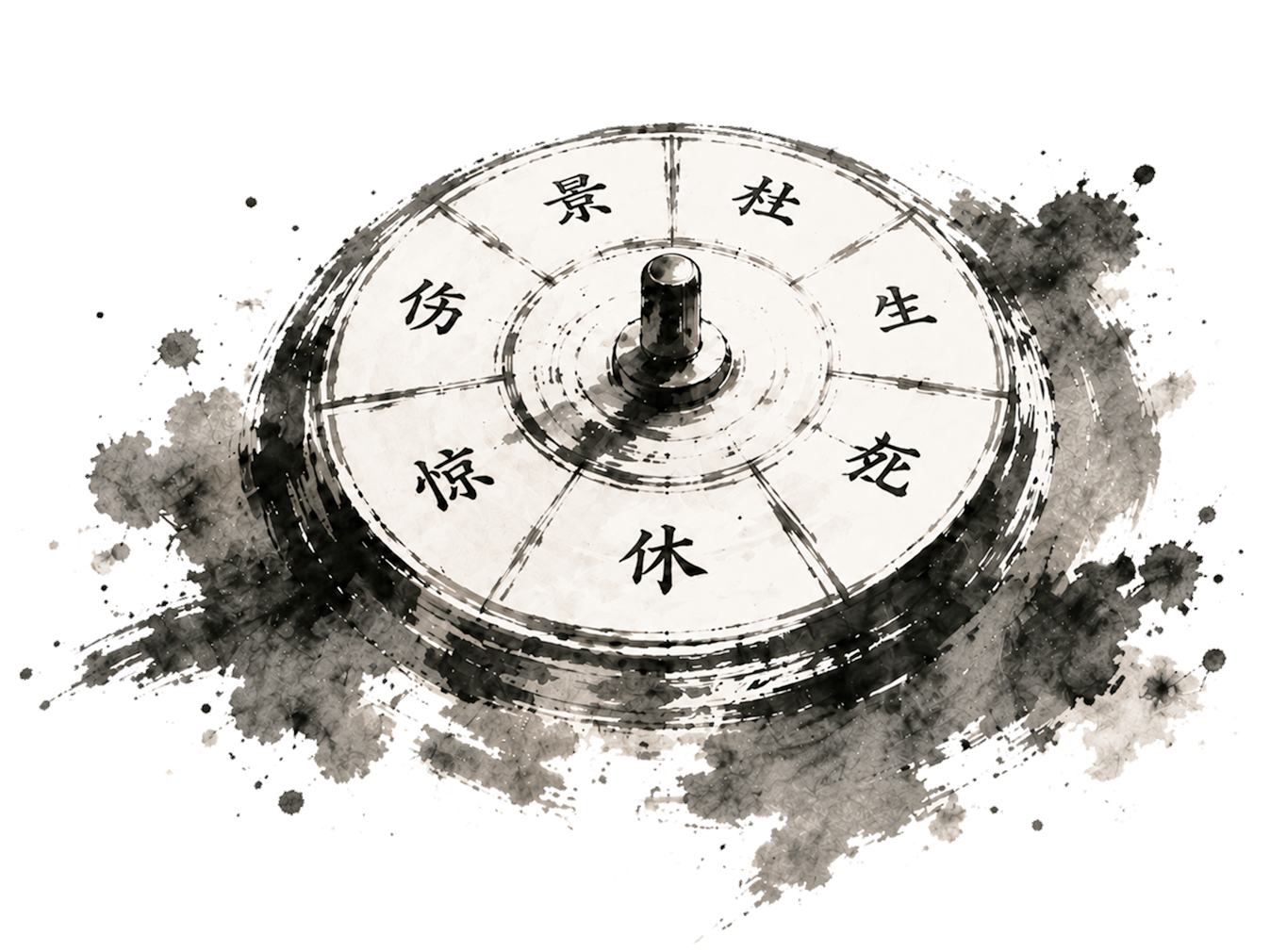奇门遁甲水墨插图